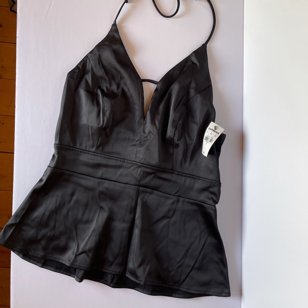 Express Black Satin Halter size 6